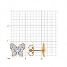 Серьги пусеты золотые пробы 585 с фианитом