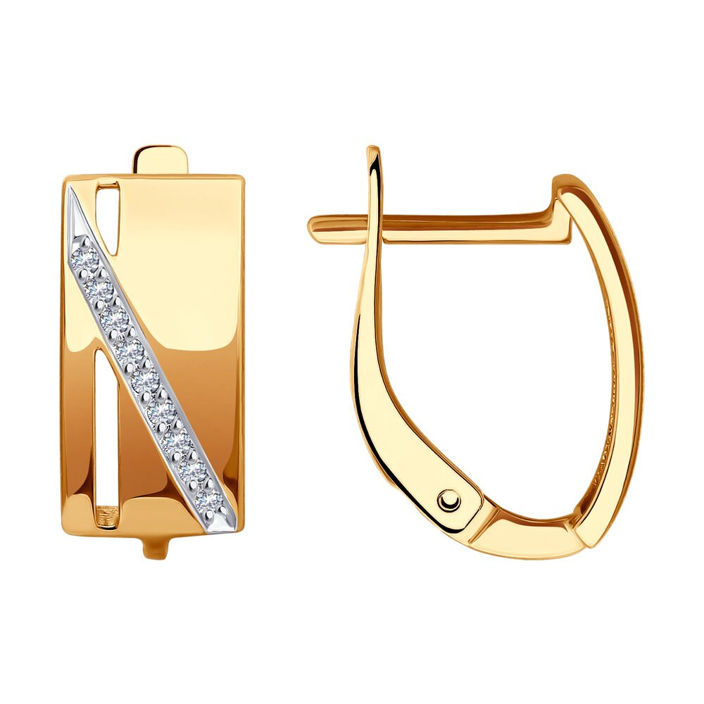 Серьги золотые пробы 585 с фианитом