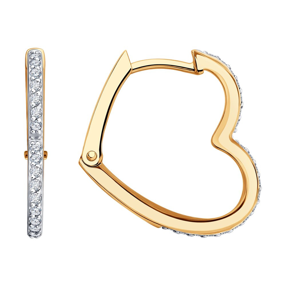 Серьги конго золотые пробы 585 с фианитом