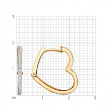 Серьги конго золотые пробы 585 с фианитом