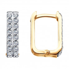 Серьги конго золотые пробы 585 с фианитом