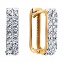 Серьги конго золотые пробы 585 с фианитом