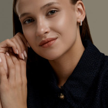 Серьги конго золотые пробы 585 с фианитом