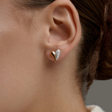 Серьги пусеты золотые пробы 585 с фианитом