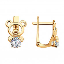 Серьги золотые пробы 585 с фианитом