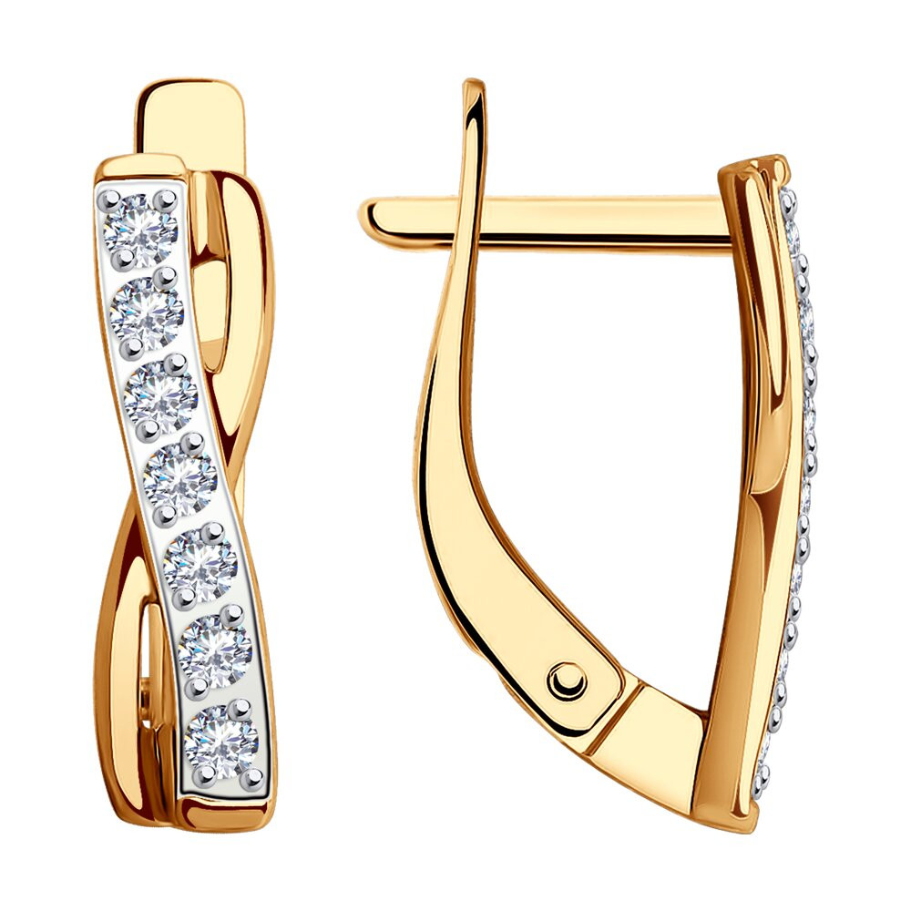 Серьги золотые пробы 585 с фианитом