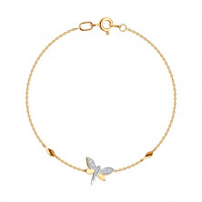 Браслет золотой пробы 585 с фианитом