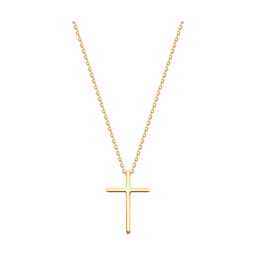Колье Крест золотое пробы 585 без вставок