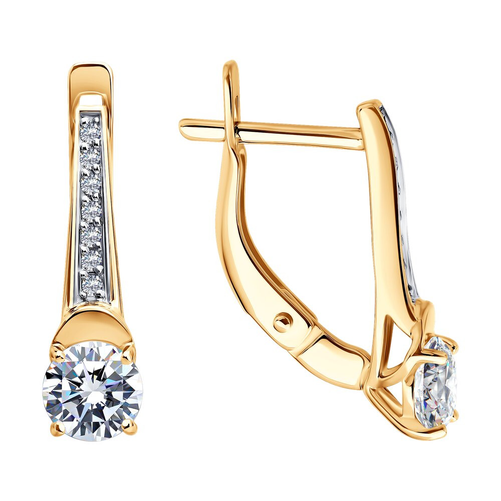 Серьги золотые пробы 585 с фианитом