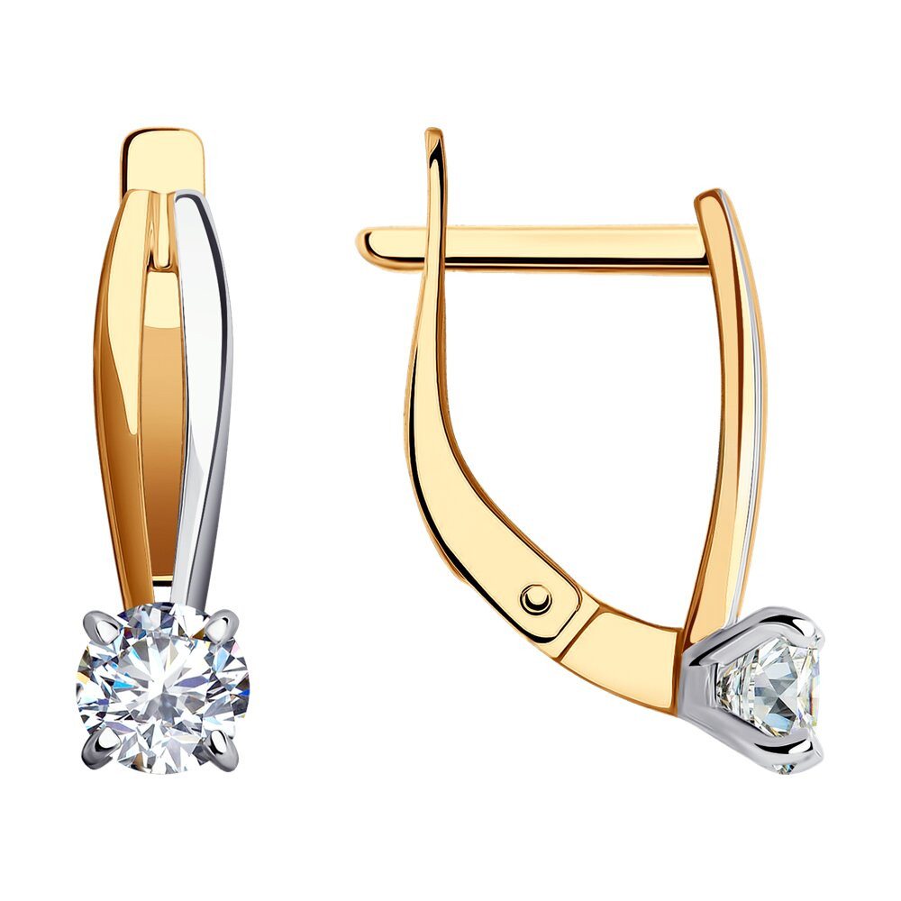 Серьги золотые пробы 585 с фианитом