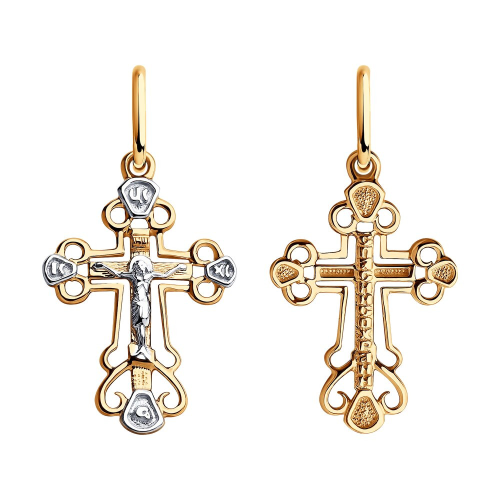 Подвеска крест золотая пробы 585 без вставок